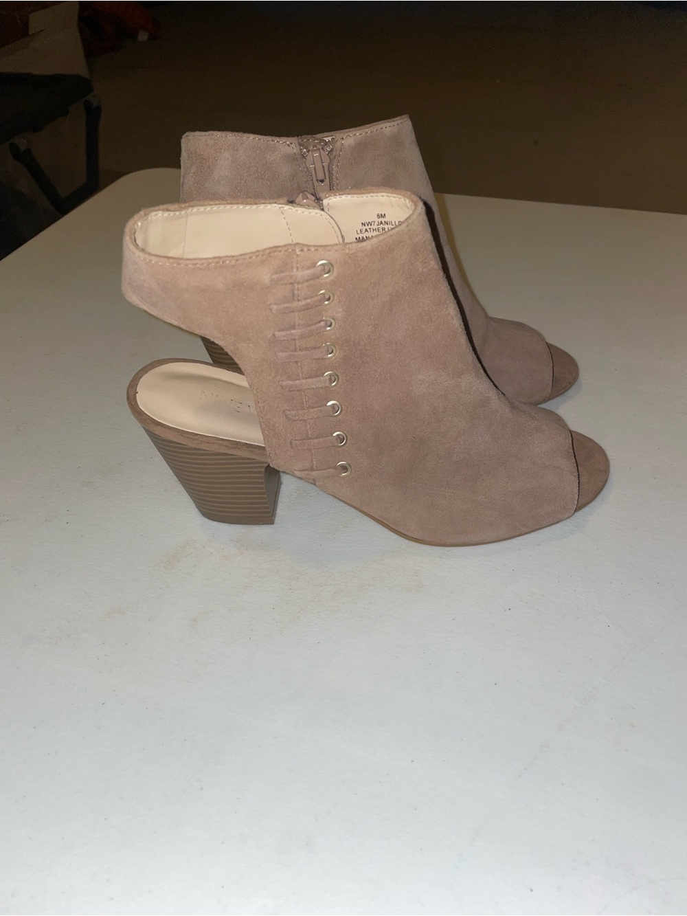 Suede-like Peep-Toe Block Heel